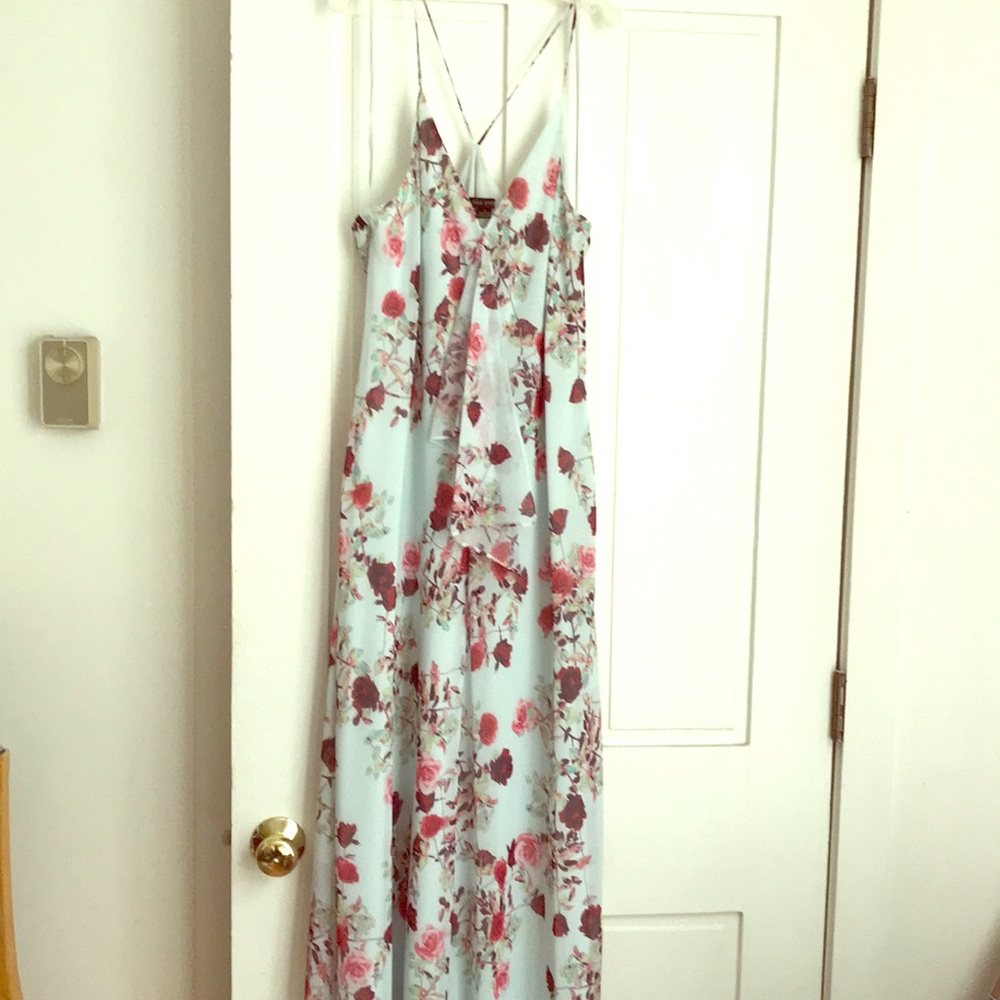 gorgeous light blue w floral Cynthia Steffe dress